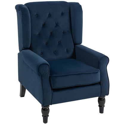 Accent Armchair Home Furniture Retro Tufted Club Fabric Dark Blue