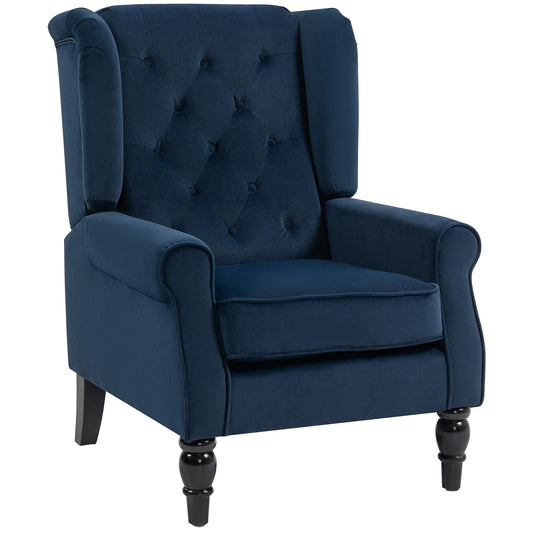 Accent Armchair Home Furniture Retro Tufted Club Fabric Dark Blue