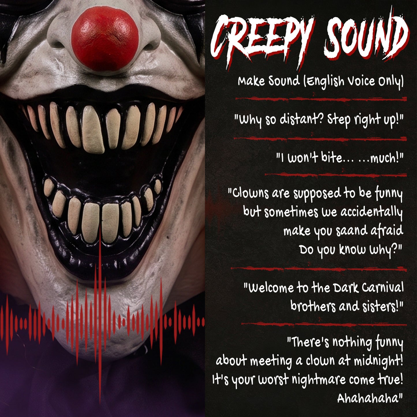 Animated Halloween Clown with Face Changing Animatronics
