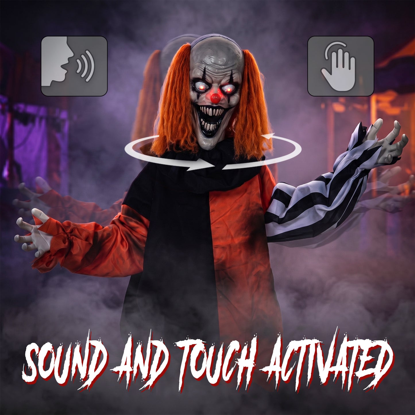 Animated Halloween Clown with Face Changing Animatronics