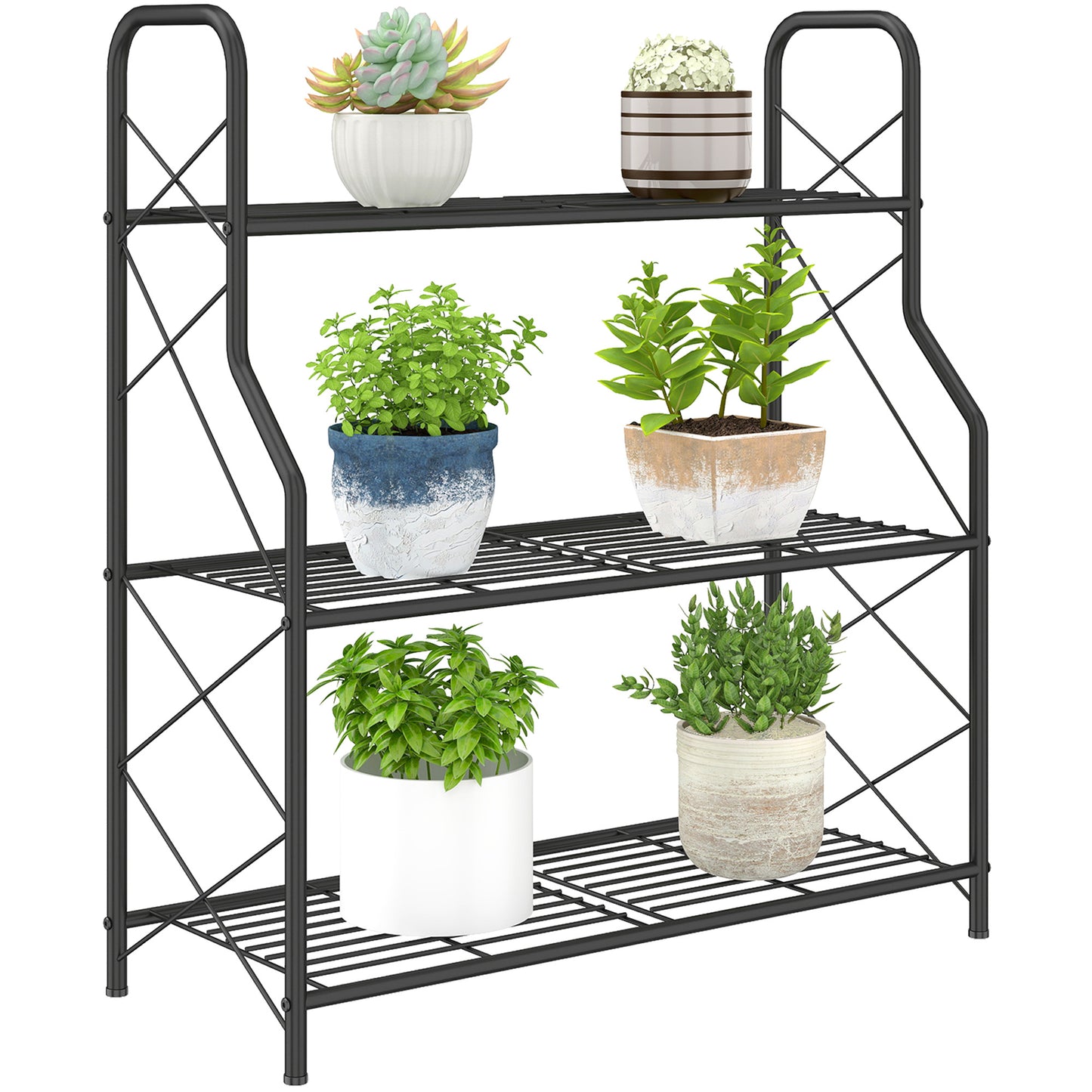 3-Tier Metal Plant Stand, Ladder Shelf Potted Plants Display