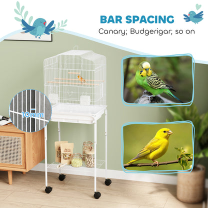 Bird Cage for Budgie Finch Canary Parakeet W/ Stand Tray White