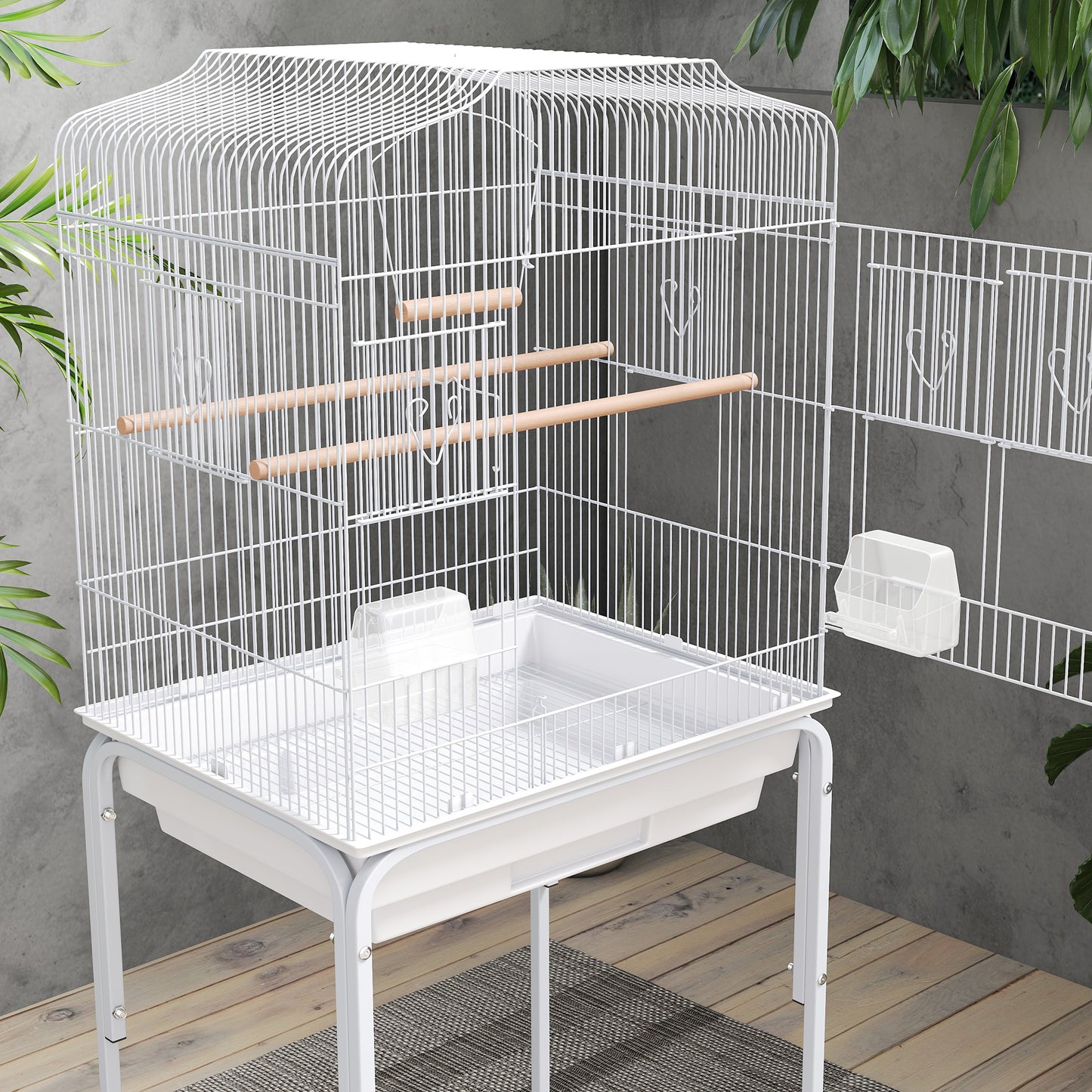 Bird Cage for Budgie Finch Canary Parakeet W/ Stand Tray White
