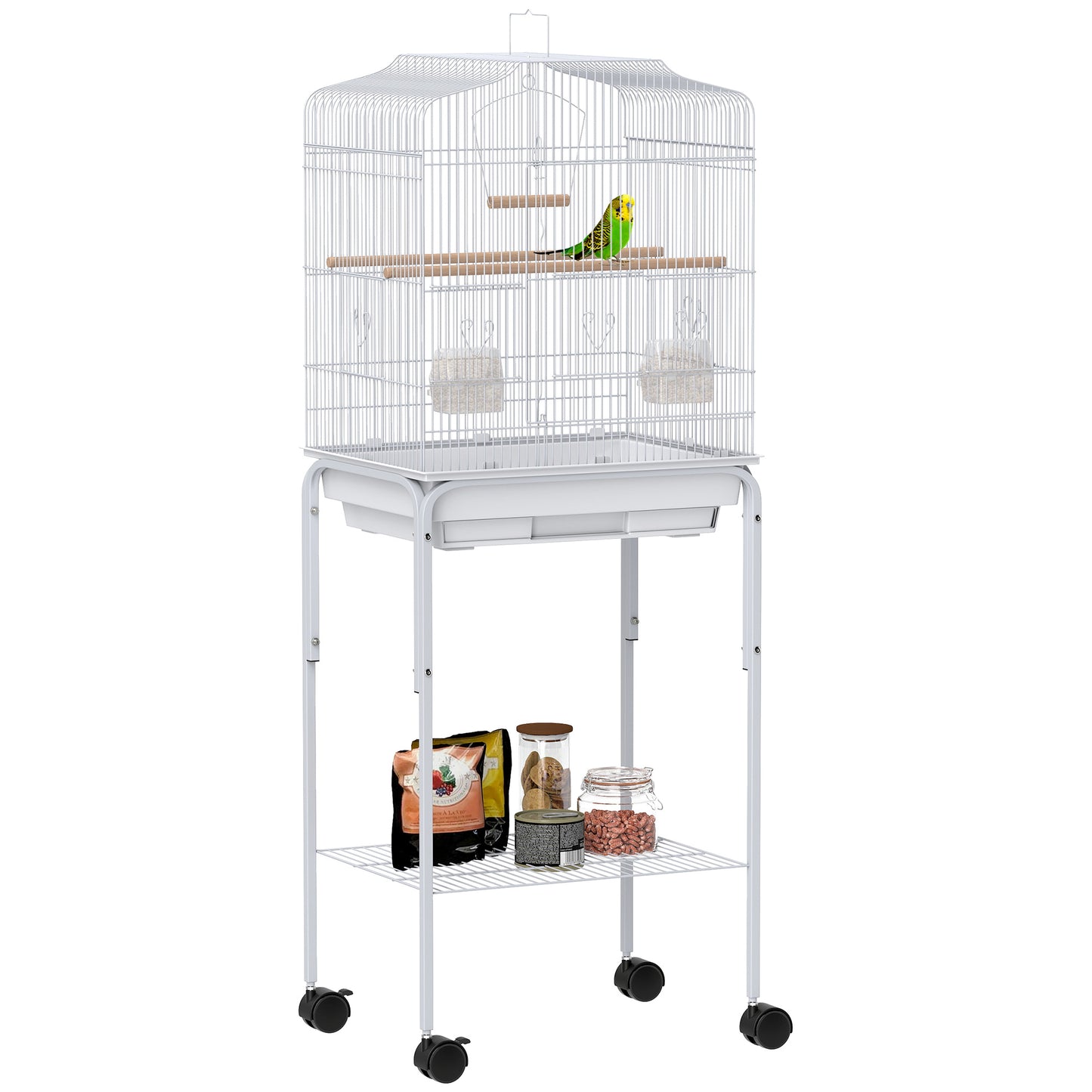 Bird Cage for Budgie Finch Canary Parakeet W/ Stand Tray White