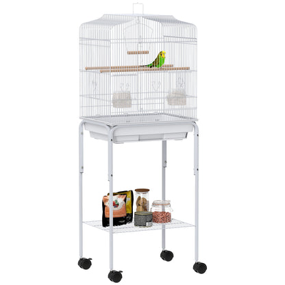 Bird Cage for Budgie Finch Canary Parakeet W/ Stand Tray White