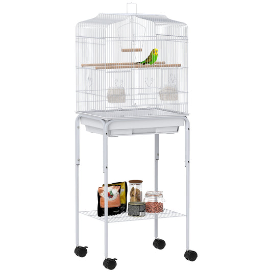 Bird Cage for Budgie Finch Canary Parakeet W/ Stand Tray White