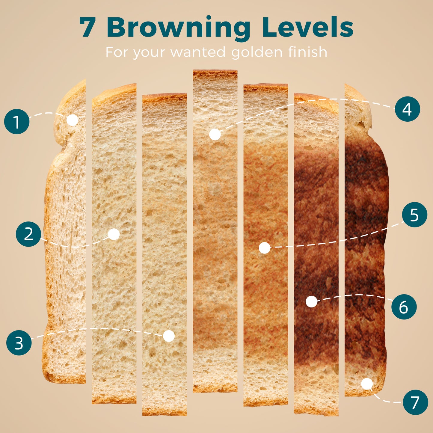 2 Slice Toaster with 7 Browning Levels, Reheat, Defrost and Cancel Functions, Self-Centring Slots, Auto Shut-Off, Removable Crumb Tray, 930W, Black