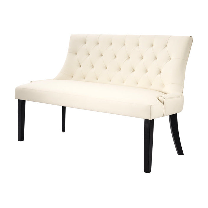 Torino Bench – Cream Faux Leather – Black Legs