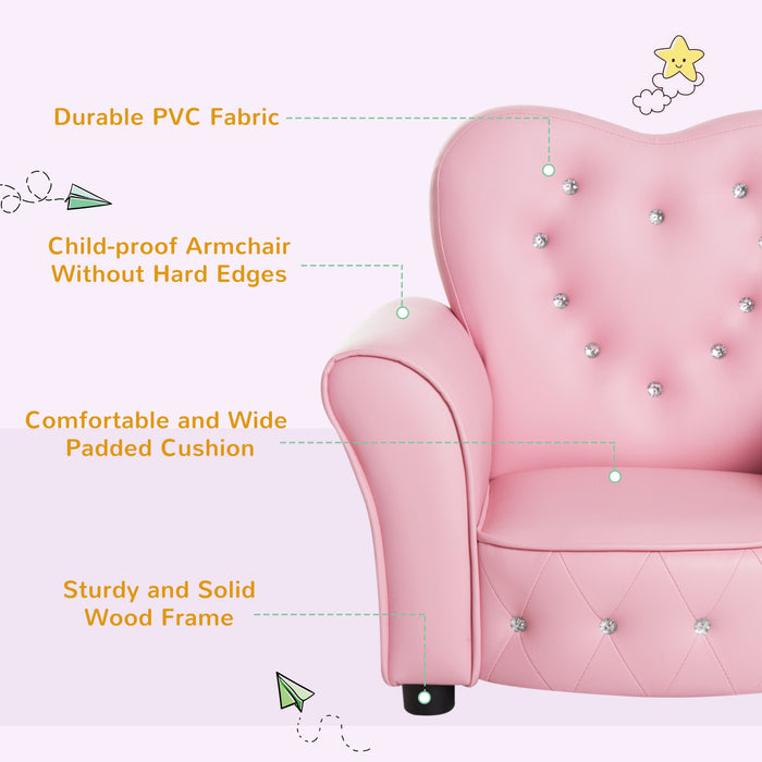 Kids Toddler Chair Sofa Children Armchair Seating Relax Playroom Seater Girl Princess Pink