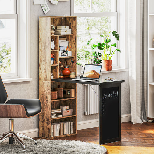 Convertible Desk with Blackboard, Multi-function, Rustic Brown