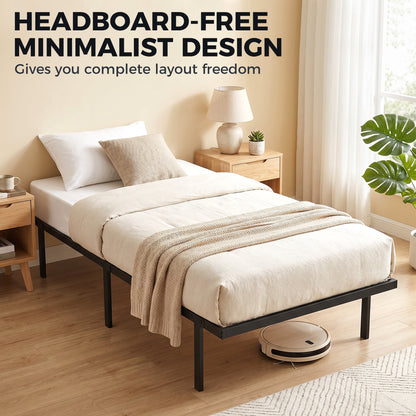 3ft Single Bed Frame with Underbed Storage, 35.5 cm Height, Metal Platform Bed Frame with Steel Slat Support, Noise-Free, No Box Spring Needed, Easy Assembly, Black