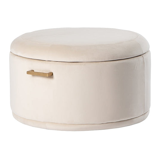 Aria Storage Ottoman – Chalk – Brass/Silver