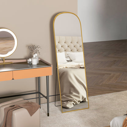 Full Length Mirror with Aluminium Alloy Frame Hanging or Leaning Gold