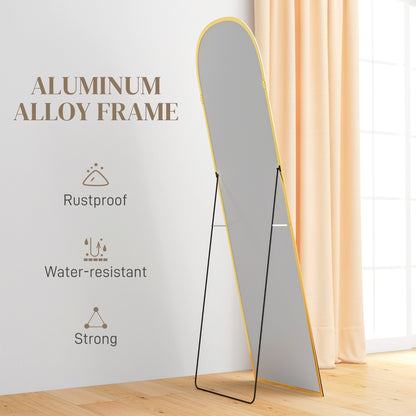 Full Length Mirror with Aluminium Alloy Frame Hanging or Leaning Gold