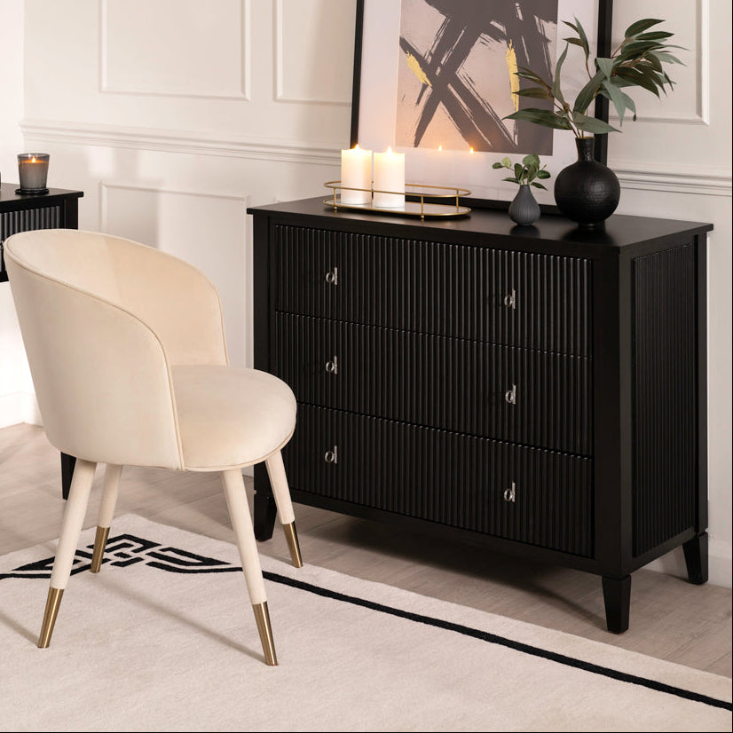 Heidi Black Chest of Drawers Brass/Silver