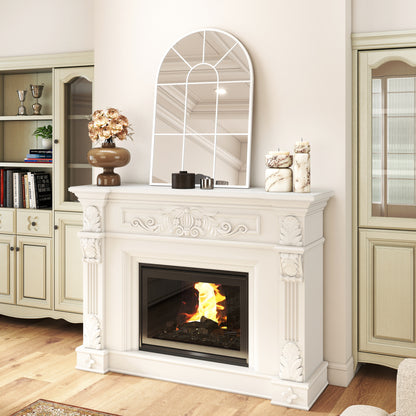 Arched Window Wall Mirror for Living Room Bedroom, 91x60cm, White