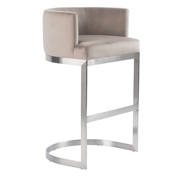 Lasco Bar Stool – Taupe - Brushed Stainless Steel Base