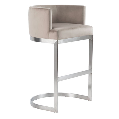 Lasco Bar Stool – Taupe - Brushed Stainless Steel Base