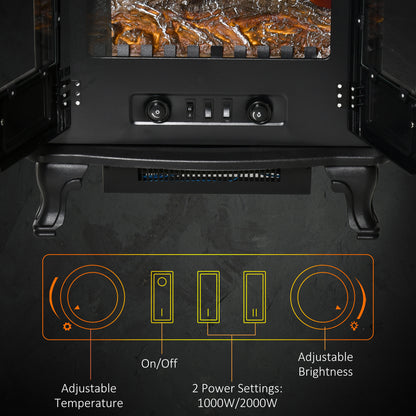 Free standing Electric Fireplace Stove W/ LED Fire Flame Effect Black