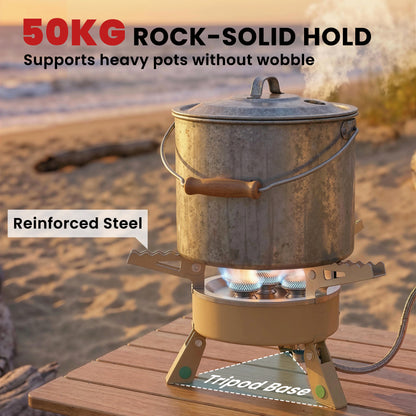 7000W Camping Stove with Piezo Ignition, High Power Gas Stove Khaki