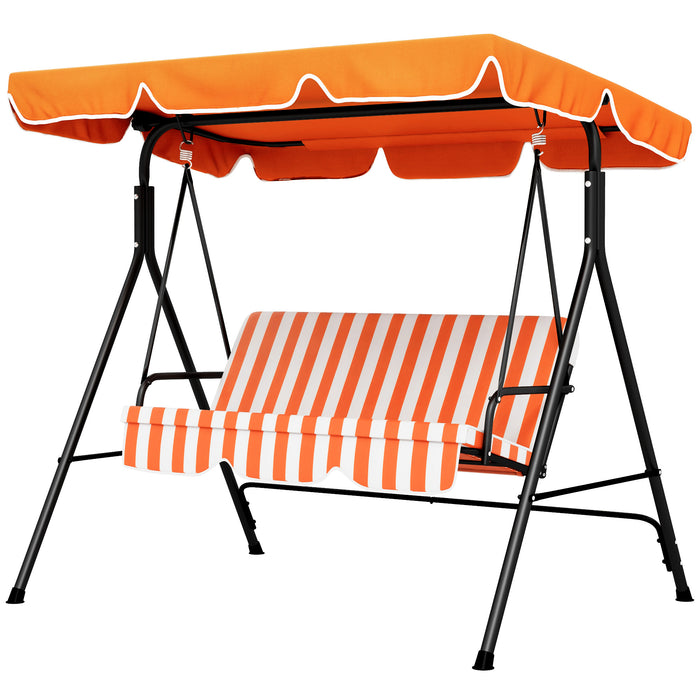 3-Seat Swing Chair Garden Swing Seat with Adjustable Canopy for Patio, Orange