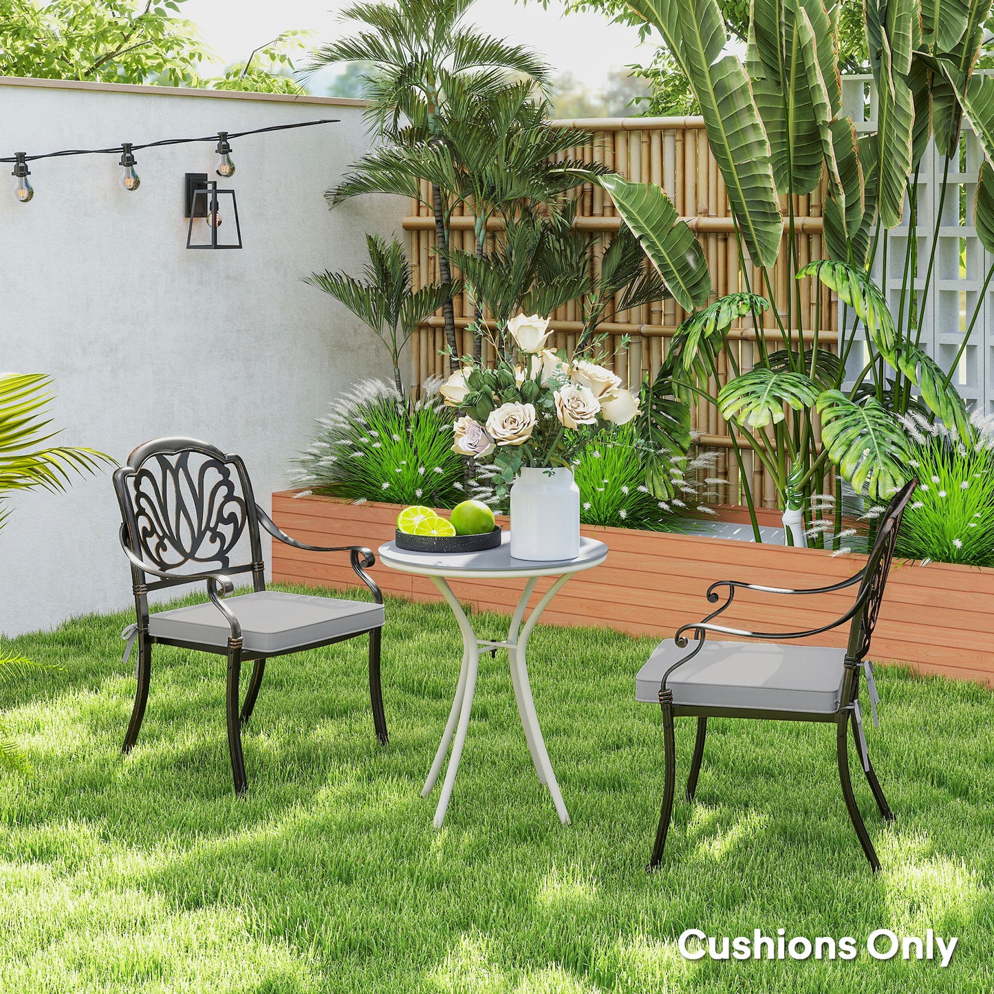 45 x 45cm Replacement Garden Seat Cushion Pad with Ties, Light Grey