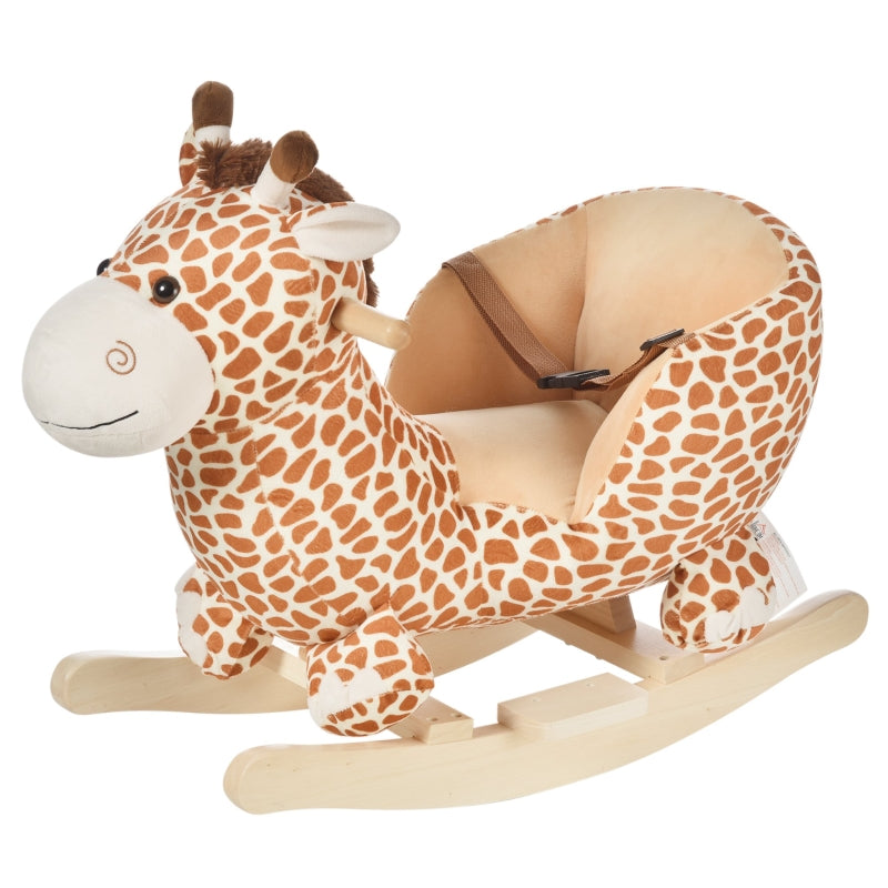 HOMCOM Children Kids Rocking Horse Toys Giraffe Seat Belt Toddlers Baby Toy Gift
