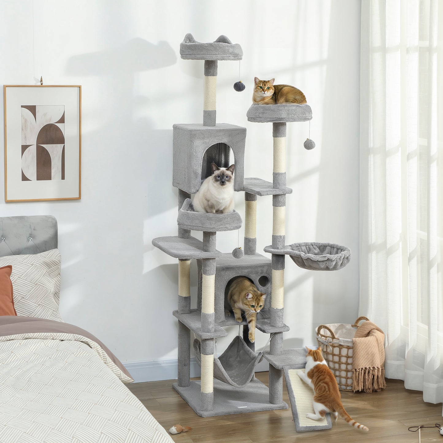 Cat Tree, 192 cm Multi-Level Cat Tower for Indoor Kittens