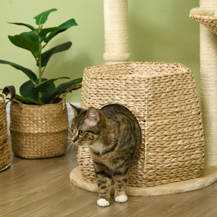 Cat Tree Tower, Climbing Activity Centre, Kitten Furniture w/ Cattail, Bed, House, Sisal Post, Hanging Ball, Natural Tone