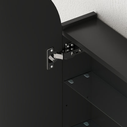 Bathroom Mirror Cabinet with Adjustable Glass Shelves, Black