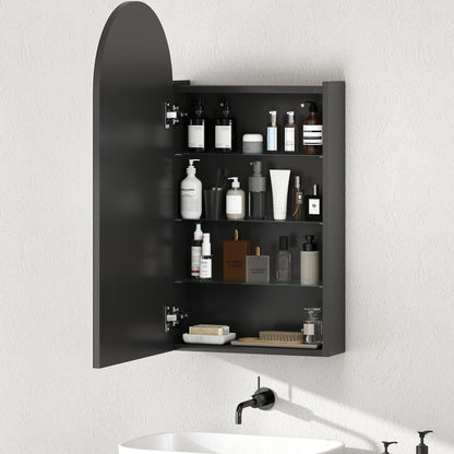 Bathroom Mirror Cabinet with Adjustable Glass Shelves, Black