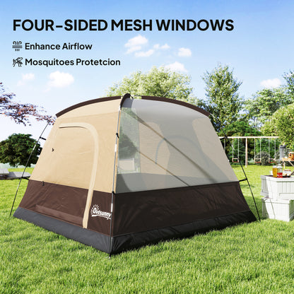 3-4 Person Camping Tent, Waterproof Tent, Brown