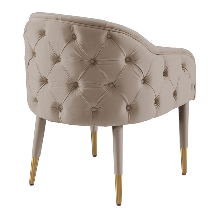 Sophia Dining Chair - Taupe - Brass caps