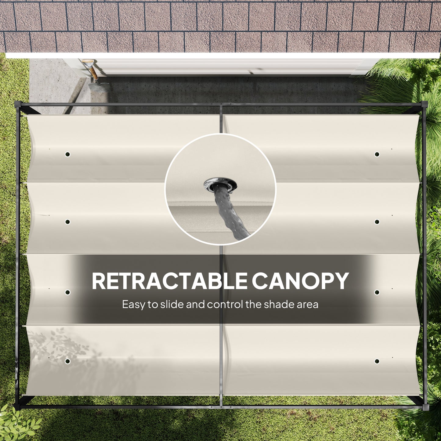 3x2m Metal Pergola Gazebo Patio Sunshelter Retractable Canopy Cream