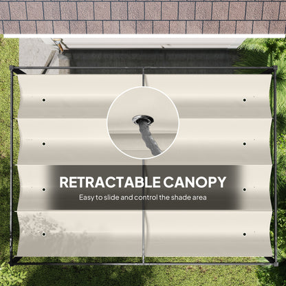 3x2m Metal Pergola Gazebo Patio Sunshelter Retractable Canopy Cream