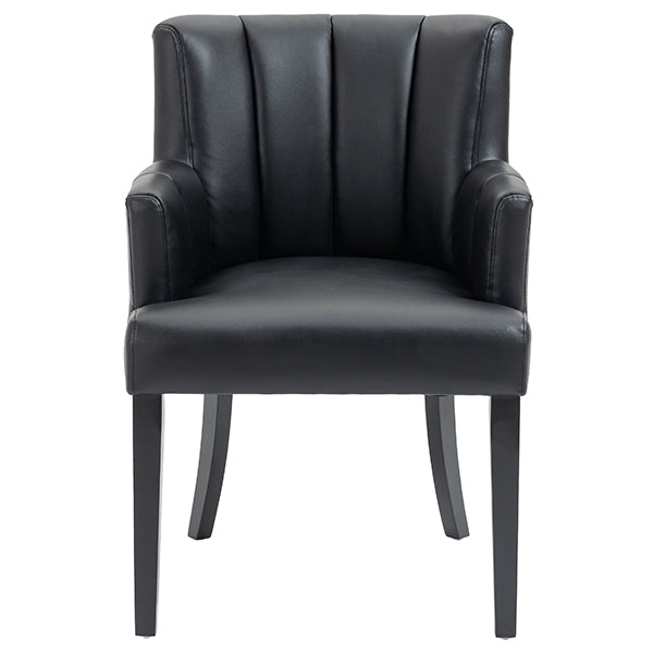 Hatfield Carver Chair - Black Faux Leather