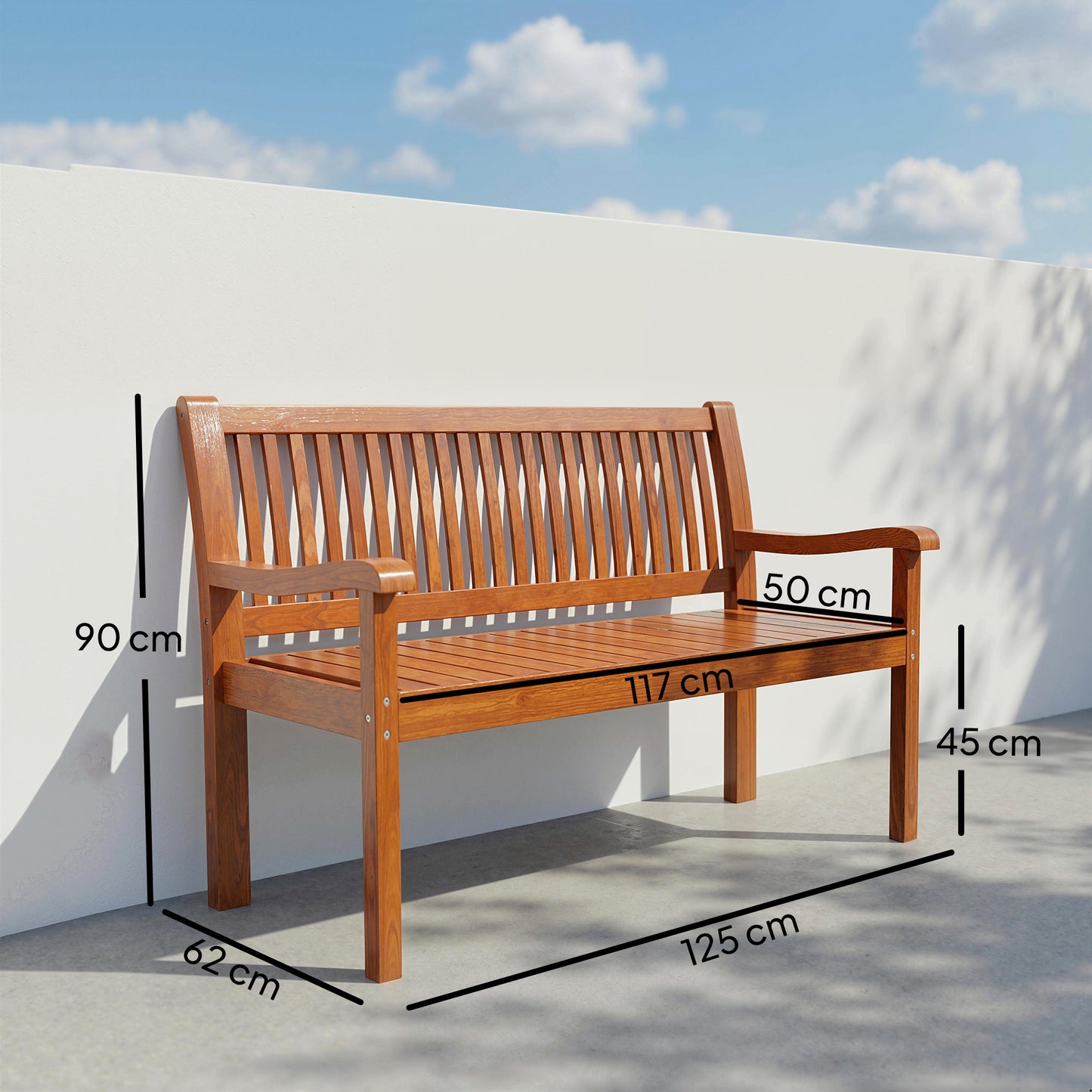 Garden Bench 2 Seater, Wooden Outdoor Bench with Waterproof Cover
