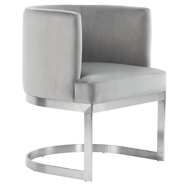 Lasco Dining Chair – Dove Grey - Brushed Stainless Steel Base