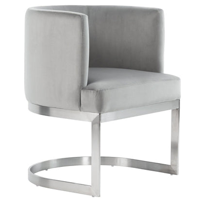 Lasco Dining Chair – Dove Grey - Brushed Stainless Steel Base