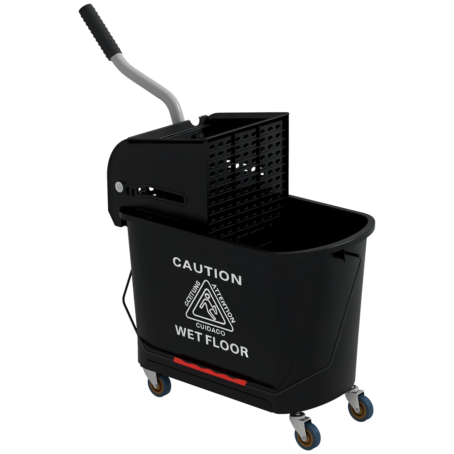 20L Mop Bucket with Wringer Handle on Wheels for Floor Cleaning Black