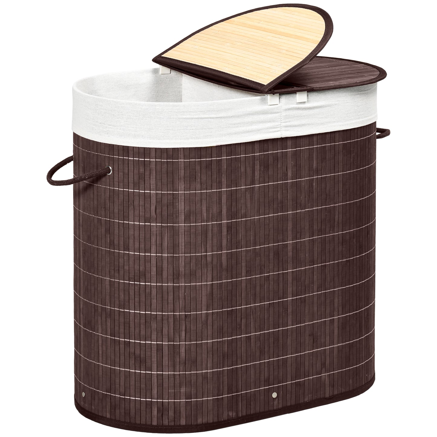 100L Bamboo Laundry Basket with Lid, Washing Basket, Brown