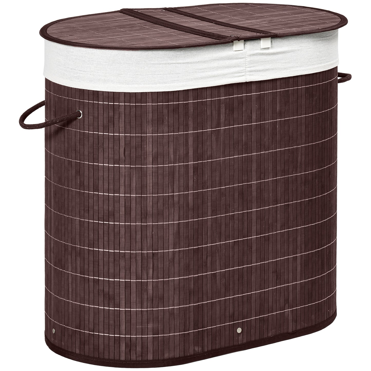 100L Bamboo Laundry Basket with Lid, Washing Basket, Brown