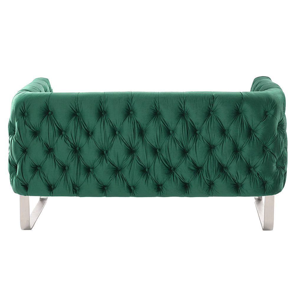 Grosvenor Two Seat Sofa - Bottle Green - Brushed Silver