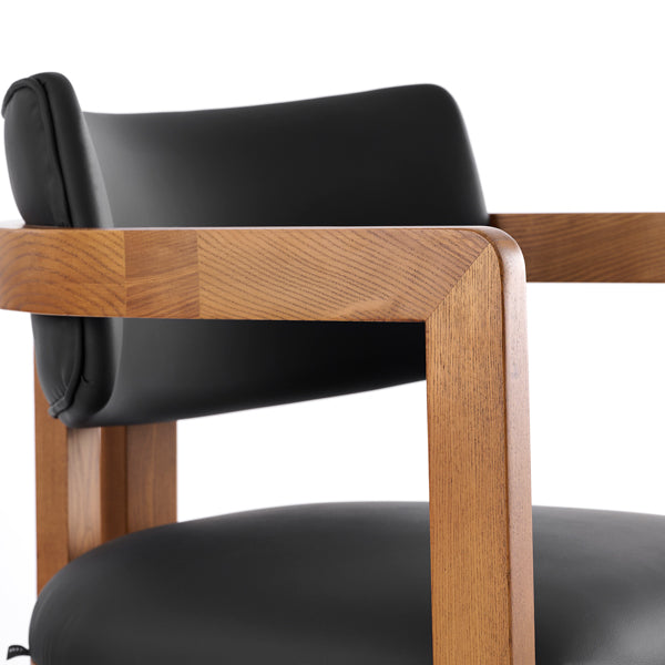 Jolie Dining Chair – Black Faux Leather – Chestnut Frame