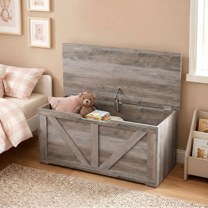 Storage Trunk for Living Room, with Safety Hinge, 80cm, Grey
