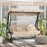 2-in-1 Garden Swing Chair for 3 Person w/ Adjustable Canopy Light Brown