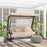 2-in-1 Garden Swing Chair for 3 Person w/ Adjustable Canopy Light Brown