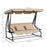 2-in-1 Garden Swing Chair for 3 Person w/ Adjustable Canopy Light Brown