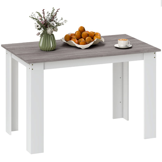 Dining Table for 4-6 People, Wood Effect Tabletop, Grey