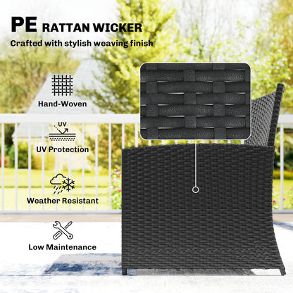 6 Piece Rattan Garden Furniture Set with Nesting Tables, Black